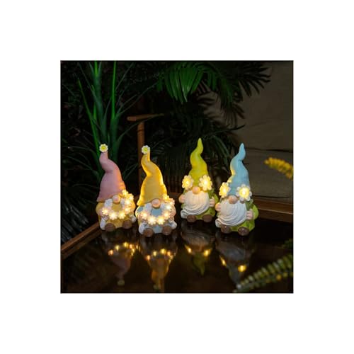 Cute Solar Garden Gnome Light Decoration, One Colour Selected At Random LED Waterproof Resin Statue Outdoor Decor Multi-Colour Garden Balcony Decoration
