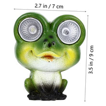 Load image into Gallery viewer, Happyyami Creative Solar Powered Frog Garden Lantern Green Resin Statue for Outdoor Decor for Patio Lawn and Pathway Lighting Elegant Solar Garden Ornament with
