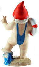 Load image into Gallery viewer, Blue Whale Gifts 15cm Funny Gnome Garden Ornament - Mankini/Life Ring Design
