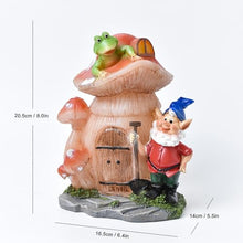 Load image into Gallery viewer, VINIUSIKI Garden Statues Mushroom House Gnome with Solar Light, LED Outdoor Fairy House Statue for Lawn,Balcony-Yard Art Patio Decor, Outdoor Easter Decorations Gifts for Mom Women
