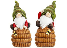 Load image into Gallery viewer, PMS Set of 2 17cm Gonk Gnome Sitting on Beehive Ceramic Garden Ornament Decoration
