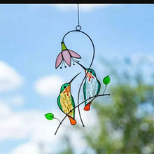 Load image into Gallery viewer, Hummingbird Wind Chimes Sun Catcher Metal Stained Glass Hanging Pendant Window Decoration Ornament Garden Decor Drunk Gnomes Garden Decorations

