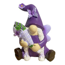 Load image into Gallery viewer, Gnome Ornament, Purple Gnomes Decorations, Gnome Garden Statue, Whimsical Garden Figurines, Male and Female Gnome Statues, Desktop Violet Gnomes Figurine Decor for Patio, Desk, Shelf
