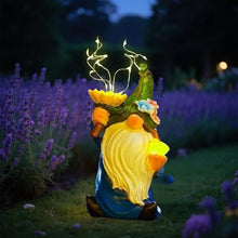 Load image into Gallery viewer, Solar Statues Garden Figurines, Resin Gnome Night Lamp, Weatherproof Outdoor Design, Strong and Decorative, for Lawn Patio Pathway Backyard Porch Housewarming Use, 9.5x5x4.25 Inches
