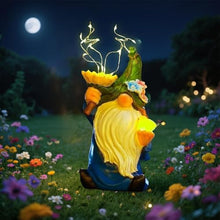 Load image into Gallery viewer, Solar Statues Garden Figurines, Resin Gnome Night Lamp, Weatherproof Outdoor Design, Strong and Decorative, for Lawn Patio Pathway Backyard Porch Housewarming Use, 9.5x5x4.25 Inches
