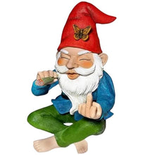 Load image into Gallery viewer, Garden Gnome Middle Finger 5.9inch Tall Resin Luminous Funny Garden Gnomes Cheeky Smoking Naughty Gnomes Fade-resistant Mini Gnomes for Garden Lawn
