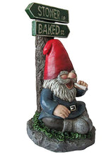 Load image into Gallery viewer, World of Wonders Take The High Road Gnome Sign | Porch Decoration Garden Gnome Statue | Stoner Ave. Baked St Novelty Garden Patio Funny Decor - 7&quot;
