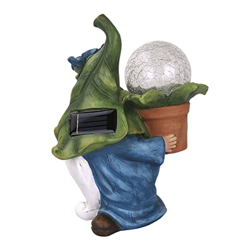 Toyvian 1PC Solar Energy Resin Old Man Decorative Lamp Unique Garden Decor Soft Lighting for Home Party present for Festivals and Holidays