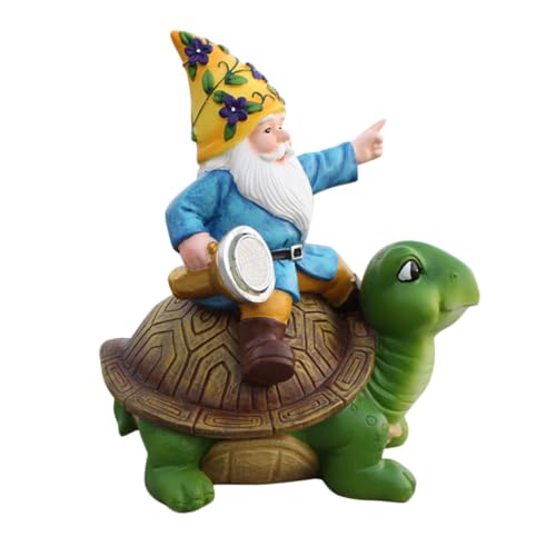 Happyyami Cartoon Solar Gnome Lamp Ornament Solar-Powered Resin Garden Decor for Outdoor Use and Weather-Resistant Unique Decoration for Home and Lawn