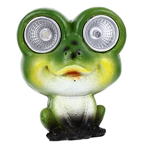 Happyyami Creative Solar Powered Frog Garden Lantern Green Resin Statue for Outdoor Decor for Patio Lawn and Pathway Lighting Elegant Solar Garden Ornament with