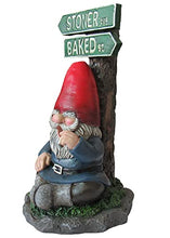 Load image into Gallery viewer, World of Wonders Take The High Road Gnome Sign | Porch Decoration Garden Gnome Statue | Stoner Ave. Baked St Novelty Garden Patio Funny Decor - 7&quot;
