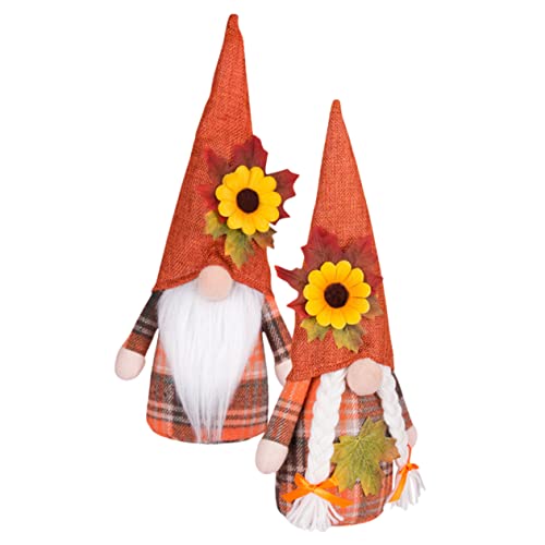ULTECHNOVO 2pcs Thanksgiving Gnome Doll Decor Plush Gnomes for Garden Ornament Thanksgiving Day Adornment