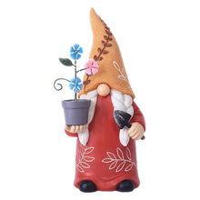 Load image into Gallery viewer, Solar Gnome, Creative Garden Gnome Dwarf Holding Flower Pot, Decorative Solar Light Sculpture, Faceless Outdoor Doll for Patio, Lawn, Yard, and Doorway Decor, 6.06x5.51x12.79 inch
