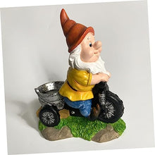 Load image into Gallery viewer, BESPORTBLE Gnome Statue Riding Tricycle Adorable Resin Dwarf Sculpture for Garden Patio and Home Decor Birthdays Anniversaries and Festivals

