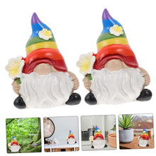 Load image into Gallery viewer, Happyyami 2pcs Rainbow Gnome Statues Garden Decor for Outdoor Use for Flower Bed and Backyard Ornaments
