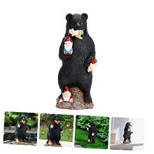 Load image into Gallery viewer, Happyyami Black Bear Statue Garden Gnome Decoration Durable Lawn Art Sculpture for Outdoor Patio Fun Bear Figurine for Garden Decor Bright Colors for Festivals and Parties
