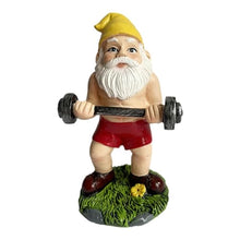 Load image into Gallery viewer, Garden Gnome Statue - Garden Gnome Statue - Dumbbell Weight Lifting Sculpture Dwarf Figurine Vivid Expression Decoration for Garden Yard Lawn Bedroom - Outdoor Fun Fitness Dumbbell Weight
