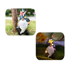 Load image into Gallery viewer, Gnome Garden Statue | Resin Gnome Figurine Dwarf Sculpture,Waterproof Dwarf Figurine with Solar LED Lights for Backyard Lawn Patio Porch Outside
