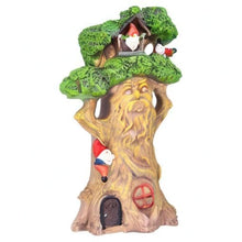 Load image into Gallery viewer, Ovewios Garden Gnome Statues with Solar Lights - 12.8 Inches Tall Resin Treehouse Figurine wtih Gnomes, Fairy House Lawn Ornaments for Outdoor Patio Yard Decoration
