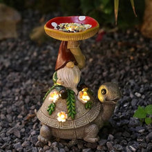 Load image into Gallery viewer, Garden Turtle Sculpture, Outdoor Lawn Ornament, Solar Turtle Decor, Solar Resin Figurine, Decorative Garden Light, Solar Turtle Feeder, Solar Powered Gnome, Outdoor Yard Decor, Turtle Statue Feeder, S
