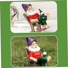 Load image into Gallery viewer, MOUNTTU Funny Garden Gnomes Decoration Statue Resin Rocking Chair Dwarf Ornament Mini Garden Gnome Statue Ornaments #·
