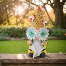 Load image into Gallery viewer, Outdoor Statues, Solar Garden GNOME, Sunflower GNOME Sculpture, Spring GNOME Figurine, Solar-Powered Sunflower Spring GNOME Statue Resin GNOME Statues with Solar Lights for Yard, Or Garden Decor
