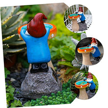 Load image into Gallery viewer, Toyvian Cartoon Solar Garden Gnome Figurine Funny Resin Craft Ornament with LED Light Outdoor Decorative Statue for Lawn and Patio Unique Solar Powered Garden Decor
