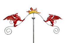 Load image into Gallery viewer, Garden Wind Spinner - Wind Sculpture - Duelling Red Dragons
