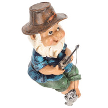 Load image into Gallery viewer, hardinox Garden Ornament Outdoor - Fishing Gnome Statue Resin Figurine Dwarf Sculpture for Pond Lawn Yard Decorations

