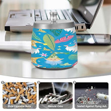 Load image into Gallery viewer, Hawaiian Gnome Cigarette Butt Bucket, Stainless Steel Ashtray with Lid, Ashtray Outside
