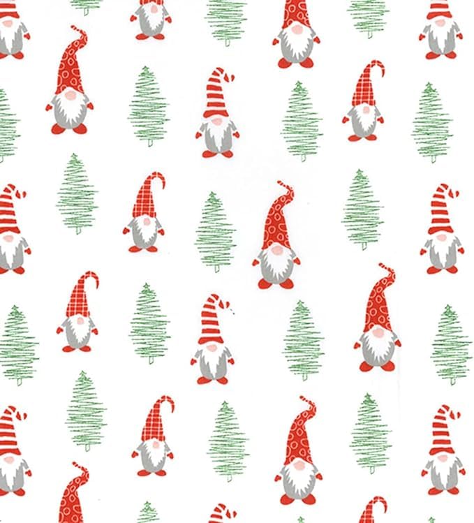 Christmas Polycotton Fabrics - Xmas Designs Holly Mistletoe Berries Reindeers Gonk (Per Metre) - Sewing Quilting Dress Fabric - Simply Sew Crafty™ (1 Metre, Gnomes in Red Hats)