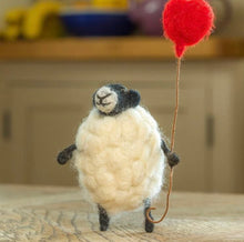 Load image into Gallery viewer, Sew Heart Felt | Hand-Felted Sheply Sheep with Heart Balloon | Organic Wool Home Decor | Fair Trade Plush Animal Ornament | Gift for Any Occasion | Perfect for New Spaces &amp; Home Accessories
