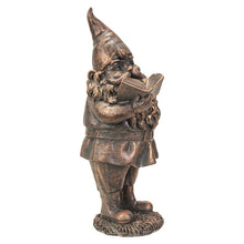 Load image into Gallery viewer, Happy Garden Gnome Bronze Finish Resin Figurine (Reader)
