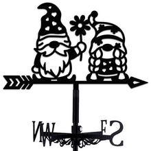Load image into Gallery viewer, beinkmake Gnomes in Love Weathervane Metal Wind Vane Cute Flower Garden Decoration Direction Indicator Stake Mount Ornament for Farmhouse Yard Roof Outdoor

