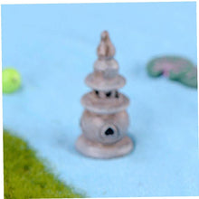 Load image into Gallery viewer, 2 Pcs Miniature Pagoda Statue Fairy Garden Ornaments Figurine Bonsai Decor Miniature Furniture Ornament for Zen Garden Lawn Decor
