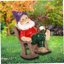 Load image into Gallery viewer, MOUNTTU Funny Garden Gnomes Decoration Statue Resin Rocking Chair Dwarf Ornament Mini Garden Gnome Statue Ornaments

