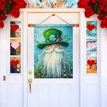 Load image into Gallery viewer, Morigins Welcome St Patricks Day Garden Flag Double Sided Gnome with Green Shamrock Hat Lucky Clover Holiday Yard Outdoor Flag House Flag 28×40 inch
