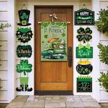 Load image into Gallery viewer, OPULANE Happy St Patricks Day House Flag 28x40 Inch Double Sided Lucky Clovers Shamrocks Gnome Rainbow Truck Outside Large Holiday Flag for Yard Outdoor Decoration
