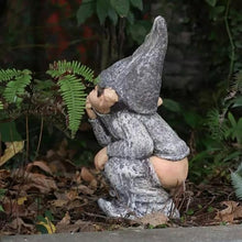 Load image into Gallery viewer, Iouyjiu Funny Design Garden Decorations, Resin Garden Ornaments Outdoor, Cute Yard Gnome Statues, Small Outdoor Gnome Figurines 9x9x15cm for Garden, Yard, Patio, Outdoors, Gray Color
