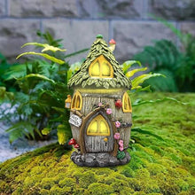 Load image into Gallery viewer, Solar Light Fairy Garden House, Solar Garden House Figurines, Backyard Halloween Decoration, Outdoor Statues, Outdoor, Lawn Ornaments for Home and Outdoor Decor
