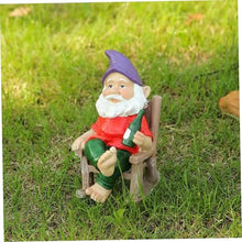 Load image into Gallery viewer, Xoeryoy Funny Garden Gnomes Decoration Statue Resin Rocking Chair Dwarf Ornament Mini Garden Gnome Statue Ornaments #·
