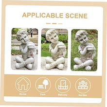 Load image into Gallery viewer, Toyvian Solar Sculpture Outdoor Resin Garden Statue with Decorative Lighting for Lawn Patio and Brings Joyful Childhood Memories to Your Home
