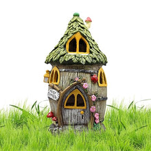 Load image into Gallery viewer, Solar Light Fairy Garden House, Solar Garden House Figurines, Backyard Halloween Decoration, Outdoor Statues, Outdoor, Lawn Ornaments for Home and Outdoor Decor
