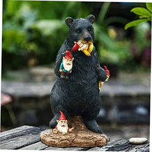 Load image into Gallery viewer, SUPVOX 1Pc Bear Eating Gnome Figurine Lifelike Black Bear Statue for Outdoor Garden Decoration Patio Art Sculpture for Courtyards Lawns and Terraces Year Home Decor
