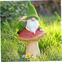 Load image into Gallery viewer, Hbbgdiy Waterproof Resin Solar Garden Gnome Decoration, Funny Garden Gnomes Climbing on Mushroom Statue, Outdoor Patio Lawn Yard Ornament Gift
