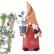 Load image into Gallery viewer, Solar Gnome, Creative Garden Gnome Dwarf Holding Flower Pot, Resin Decorative Solar Light Sculpture Gnomes Outdoor Faceless Doll for Patio, Lawn, Yard, and Doorway, 6.06x5.51x12.79 Inches
