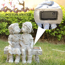 Load image into Gallery viewer, PacuM Angel Sculpture with Flower Solar Lights Boy and Girl Statue Garden Indoor Outdoor Waterproof Resin Ornament Lamp for Outside Fairy Lawn Flowerbed
