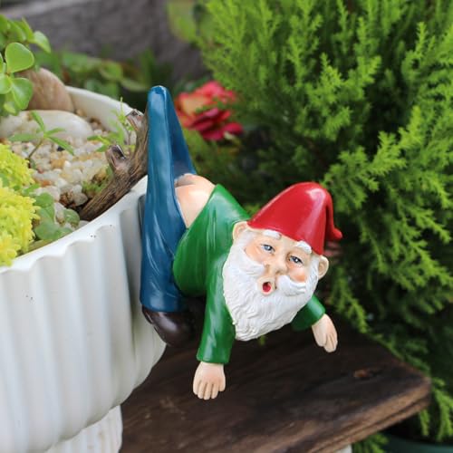 Mellshy Funny Gnomes Plant Pot Hanger Figurines Resin Hanging Gnomes Statue Planter Pot Decorations for Home Garden Patio Lawn Yard Ornaments