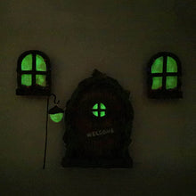 Load image into Gallery viewer, Jetcloud Mini Fairy Door for Tree, Home Miniature Window and Door with Fairy Lamp Glow In Dark Creative Garden Sculpture for Trees Decoration Garden Lawn Ornament

