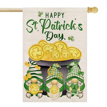 Load image into Gallery viewer, FUYUCHEN Happy St Patricks Day House Flag 28x40 Inch Double Sided Outside Gnomes Shamrocks Holiday Yard Large Outdoor Decoration Flag
